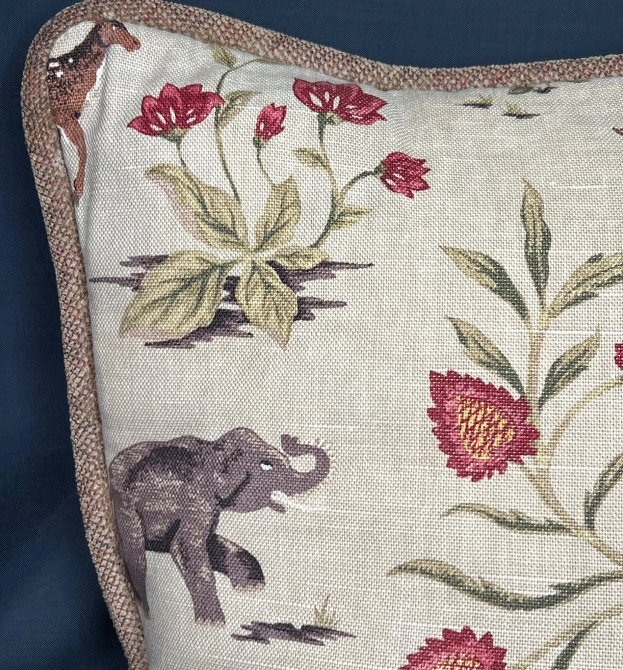 Vintage Sofa Throw Pillow Safari Woodland Animal Botanical Decor, 15" x 15" - Image 2 of 4