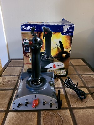 Saitek AV8R-01 USB Joystick PC Dual Throttle Flight Sim Stick