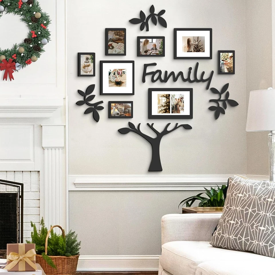 Versatile Wall-Mounted Family Tree Frame Set - Holds 9 Pictures 4x4 to 10x12 - Image 4 of 4