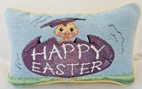 Kohl's Easter Parade Happy Easter Chick in Egg Blue Tapestry Word Pillow - NEW