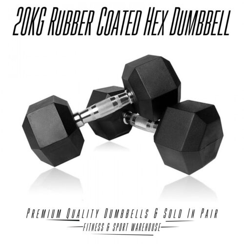 1KG-55KG Rubber Hex Dumbbell Fitness Home Gym Exercise Strength Weight Set Pair - Picture 28 of 41