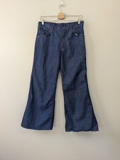 Vintage 70s Tuffskins Bell Bottom Jeans Girls Size 16 1/2 Flare Western