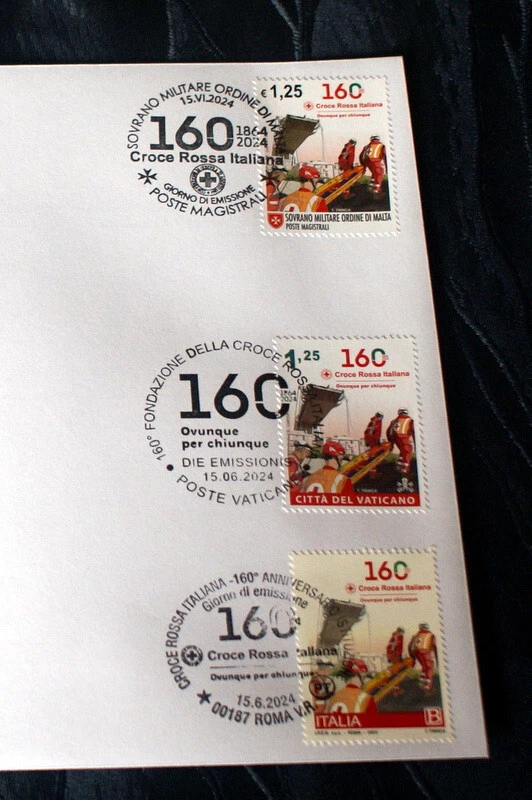 ITALIA, VATICANO, SMOM 160 ANNI CROSE ROSSA ITALIANA JOINT FDC - Immagine 2 di 3