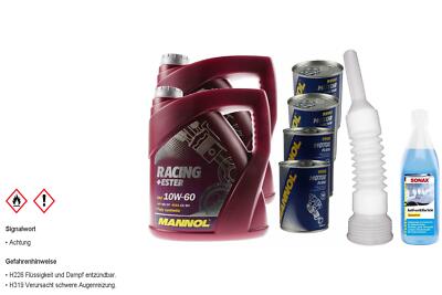 8L MANNOL Motoröl SAE 10W-60 RACING+ESTER inkl. Additiv Auslaufschlauch