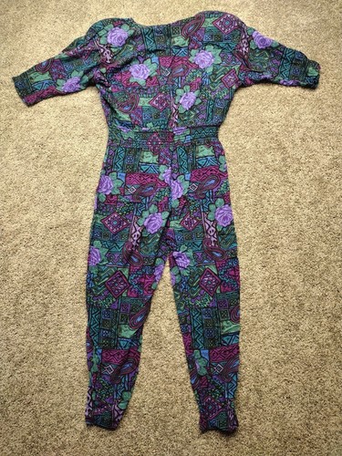 Vintage 80's 90's En Focus Jumpsuit Romper Geometric Shoulder Pads No Size Tag - Picture 10 of 10