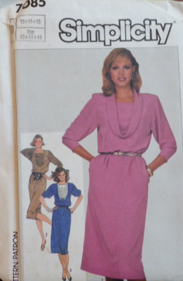 Simplicity Sewing Pattern 7085 Misses Dress Pullover 3 Styles Sizes 12-16 VTG UC