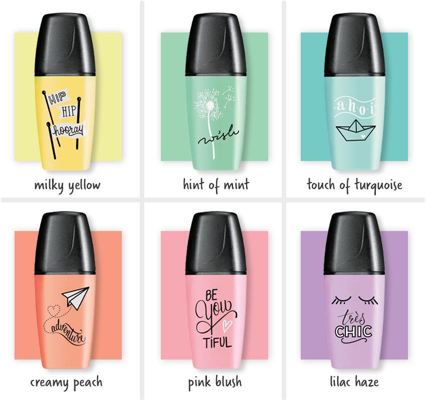 Text Marker Boss Mini 6 Pastel Color Pen Colour Love Pack