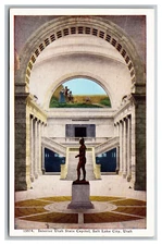 Utah State Capital Interior View Salt Lake City Massasoit Sculpture Art Postcard