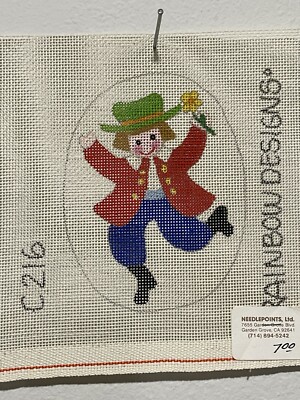 Hand Painted Needlepoint Canvas Rainbow Designs Dutch boy 5.5 X 3.5  Oval C 216