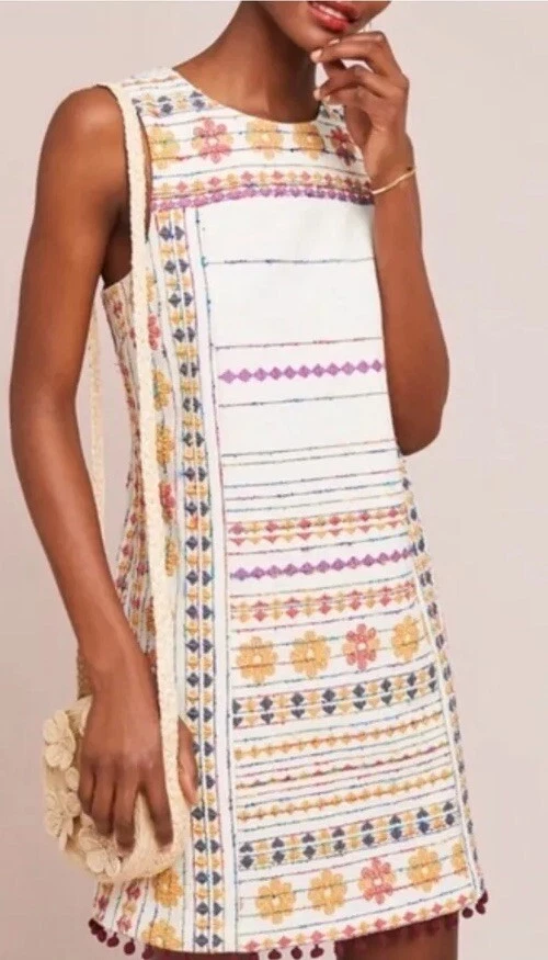 NWT Women's Anthropologie Akemi + Kin Reagan Embroidered Sleeveless Dress Size 8