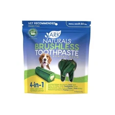 Ark Naturals Brushless Toothpaste Dog Dental Chews Small Breeds Bacteria Control