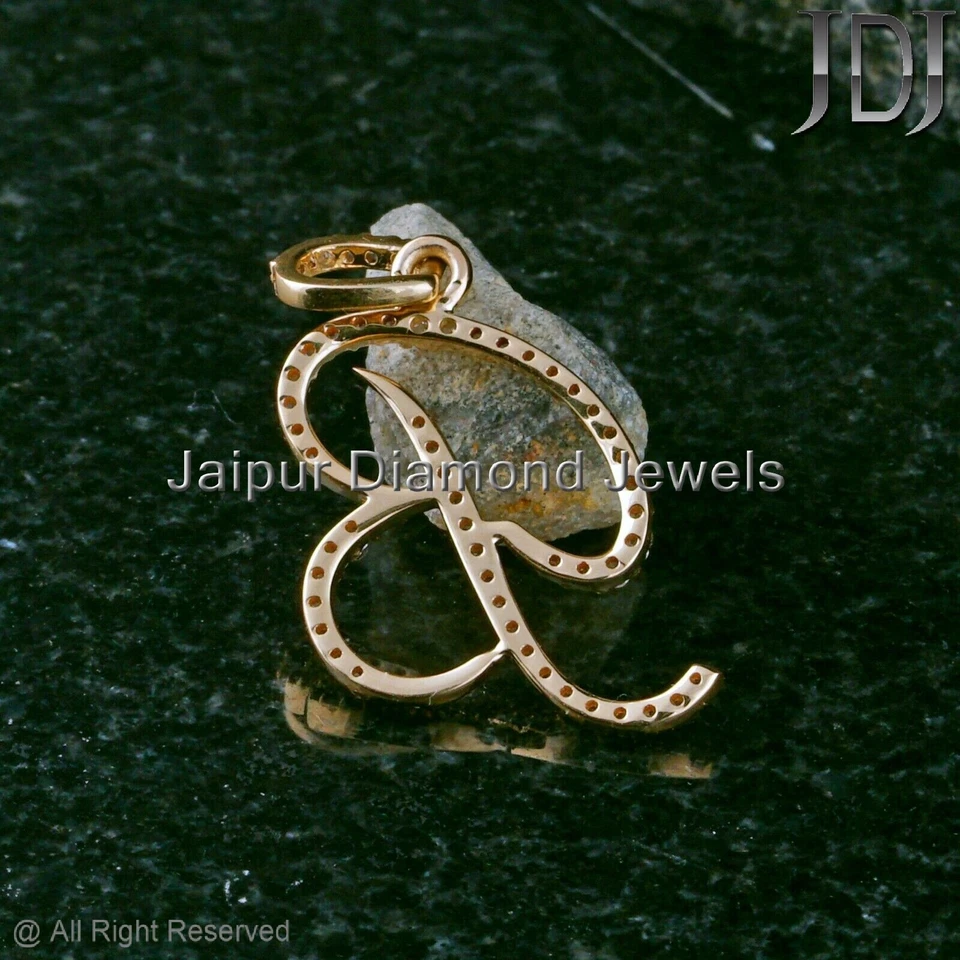 Colgante Alfabeto Dije Oro Inicial Letra 14k Amarillo Real Diamantes Genuinos Regalo Foto 3 de 4