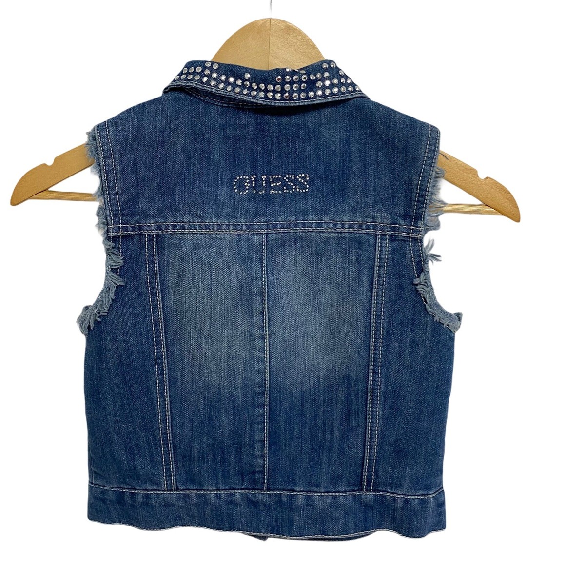 Guess youth girls Blue Rhinestone Denim Vest Jacket Size L (14) | eBay