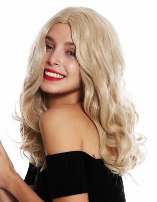 Perruque Femme Longue Volumineuse Bouclée Raie Au Milieu Blond Brun Clair Mixte - Photo 1/4