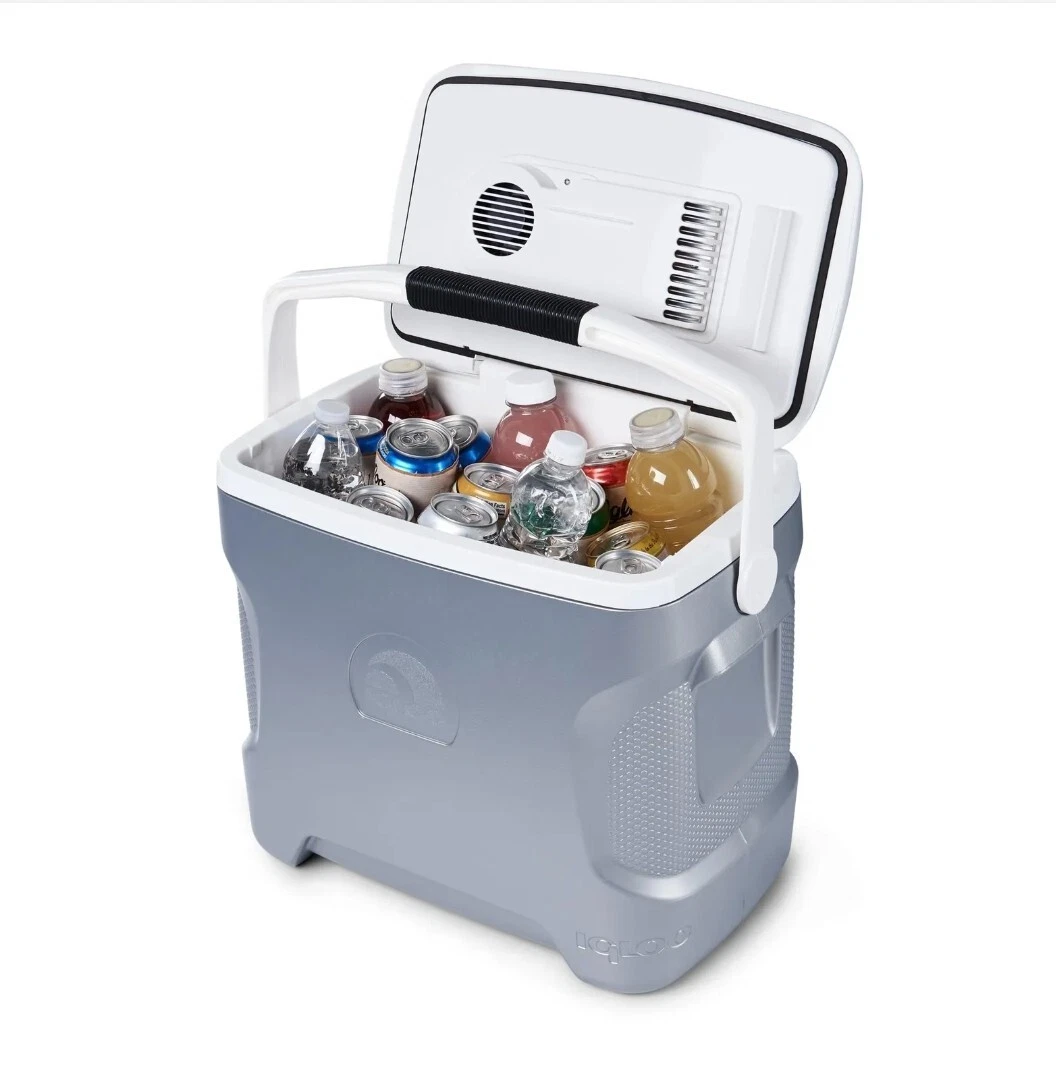 Igloo Iceless Thermoelectric Cooler Silver White 28 Quart Brand New