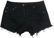 Women's American Eagle Black Stretch Hi-Rise Festival Cut Off Shorts Size 4 27"