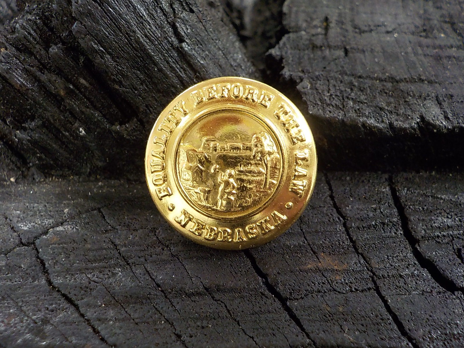 Old Rare Vintage Antique War Relic Nebraska Officer Coat Button