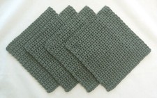 FOUR 4 NEW Handmade Cotton Crochet Dishcloths Washcloths GRAPHITE DARK GRAY 