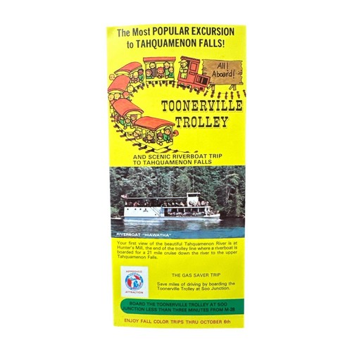 Vtg 1982 Toonerville Trolley Tahquamenon Falls Michigan Tourist Brochure Travel