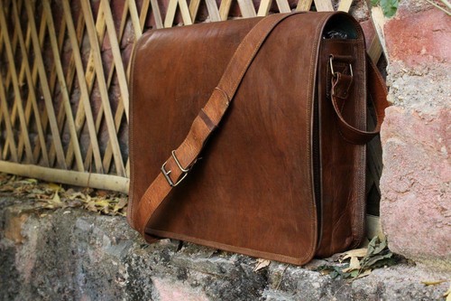 New Men Genuine Leather Vintage Laptop Messenger Handmade Brief case Bag Satchel - Picture 5 of 7