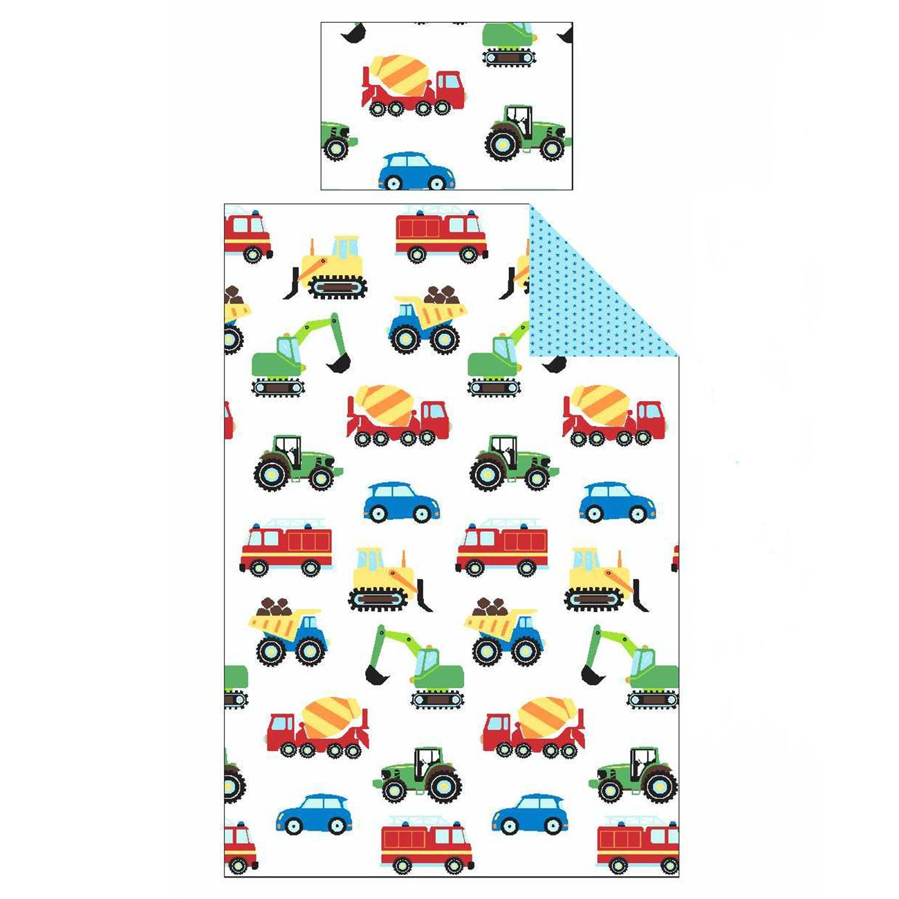 TRUCKS & TRANSPORT SINGLE DUVET COVER SET CARS TRACTORS DIGGERS eBay