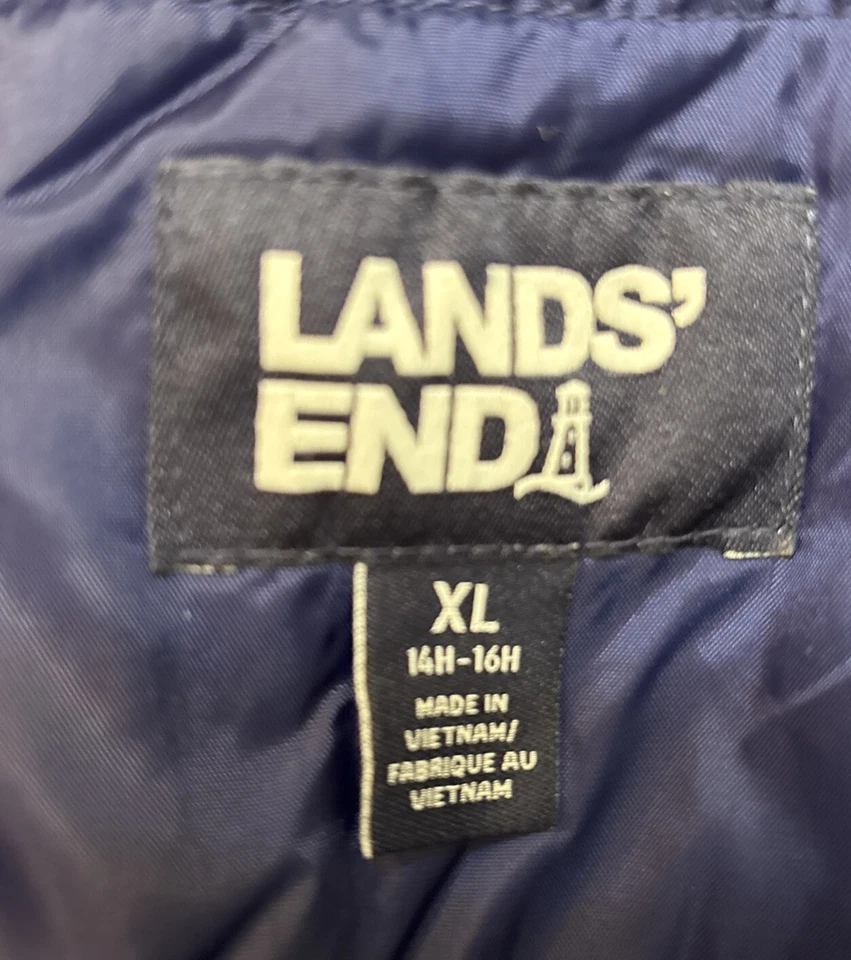 Lands End - Chaqueta de invierno con capucha y cremallera - Verdes/Azules - Talla XL 14H-16H Foto 3 de 4