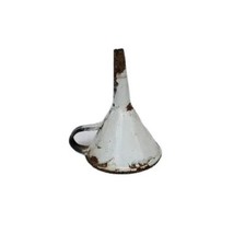 Antique Or Vintage White Enamel Kitchen Funnel Primative Chip Rust Kitchen Decor