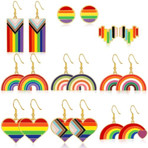 Rainbow Earrings 9 Pairs Pride Earrings Pride Jewelry Lesbian Pride Flag Earring