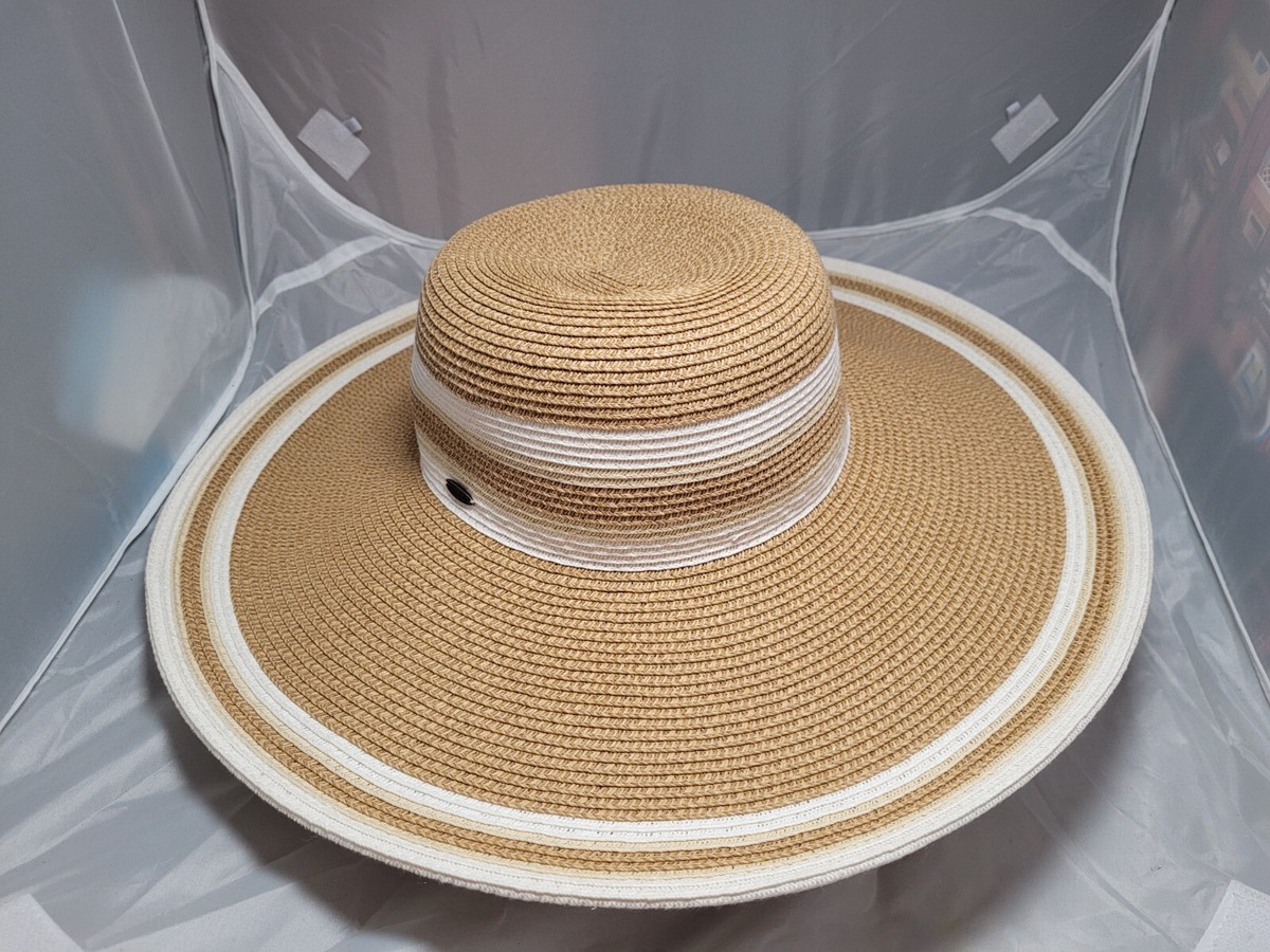 The Scala Collection Sun Hat Womens Straw Beach Wide Brim Gold Sparkle Boho