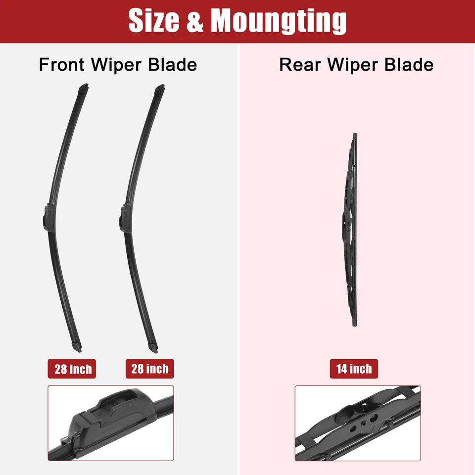 3 piezas 28" 28" 18" limpiaparabrisas para Dodge Grand Caravan 1996-2000 gancho Foto 4 de 4