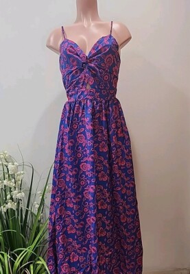 Nwt Cupshe Women's Tie Back Beach Dress Size Small Blue Red Flowers. | eBay
