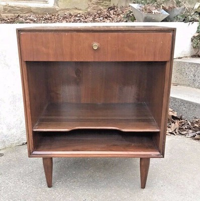 Mid Century Modern Walnut Nightstand By John Stuart Vintage Beautiful Rare Ebay