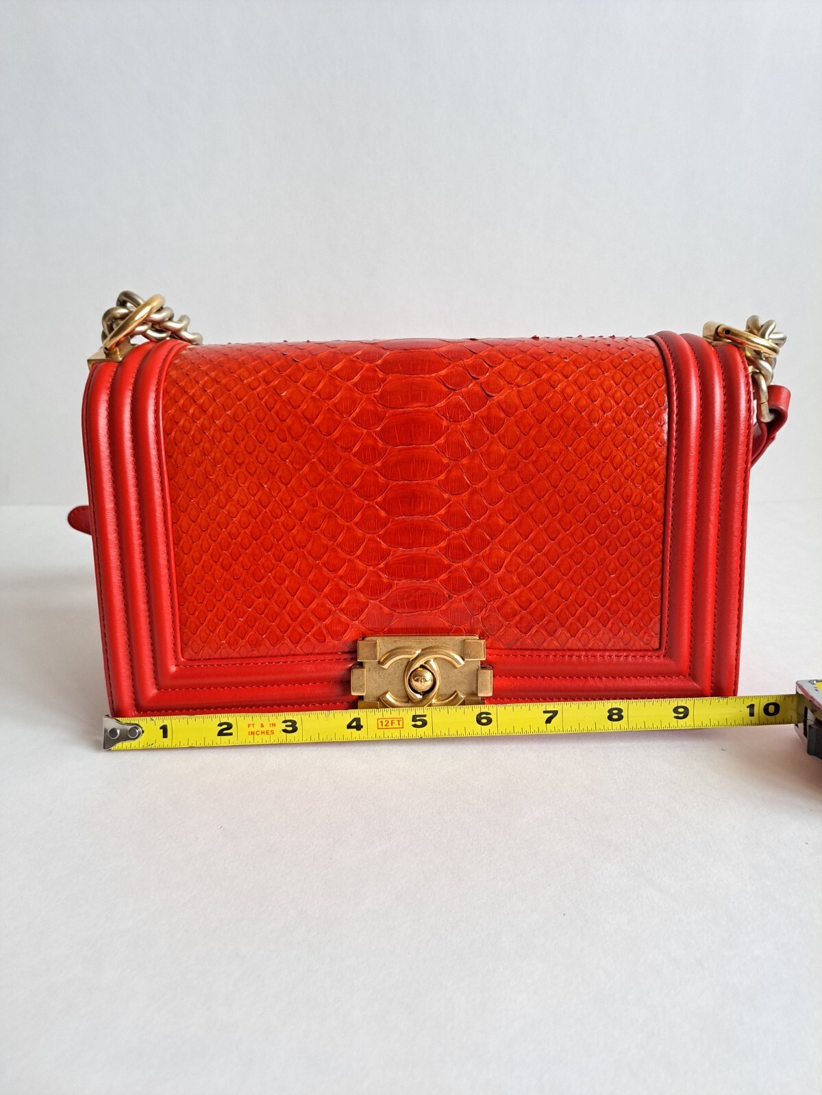 Chanel Red Python Medium Boy Flap Bag - image 17