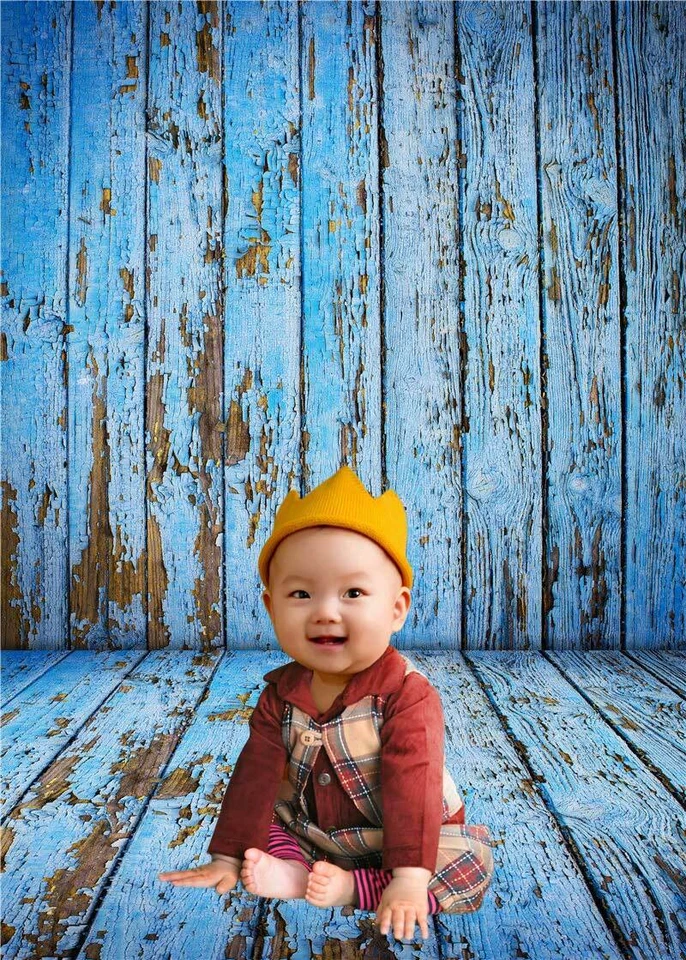 Telón de fondo de tablero de madera azul retro piso azul marino baby shower recién nacido telón de fondo de cumpleaños Foto 2 de 3