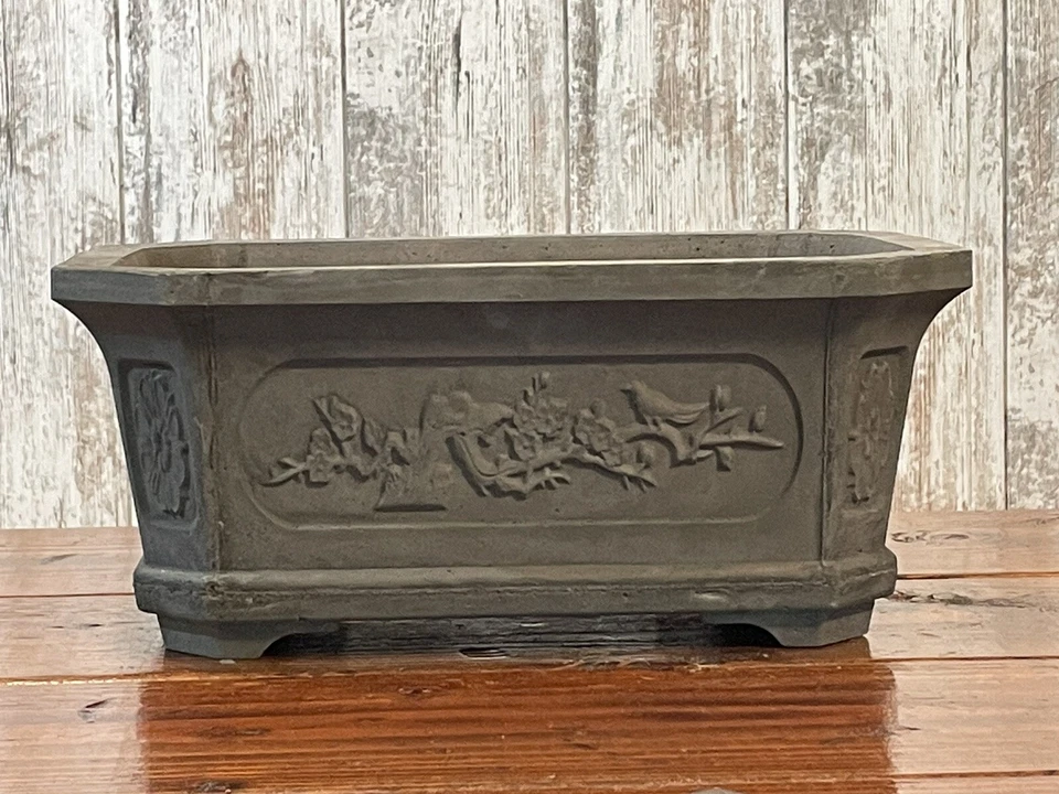 Bonsai de hormigón rectangular grande 13,75” X 10” X 5,5” color “carbón” Foto 3 de 4