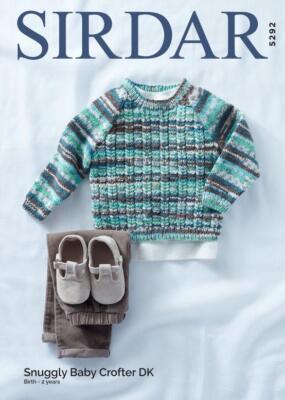 Sirdar Strickanleitung Snuggly Baby Crofter DK Rundhalsausschnitt Pullover 5292