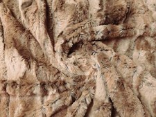 LUXURY Short Plush Faux Fur Fabric Material PELTED CAMEL
