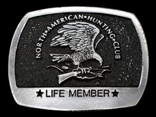 North American Hunting Club Life Member Vintage Belt Buckle