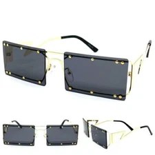 Funky Retro Modern Futuristic Punk Rock Party Club Rave SUN GLASSES Gold Frame