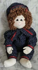 Handmade Primitive Artist Doll Made In West Virginia Cloth Posable Curly Brown H