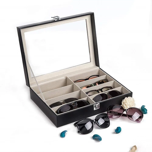 8 Slot Glasses Case Sunglasses Box Display Eyeglasses Storage Organizer Black - Picture 5 of 23