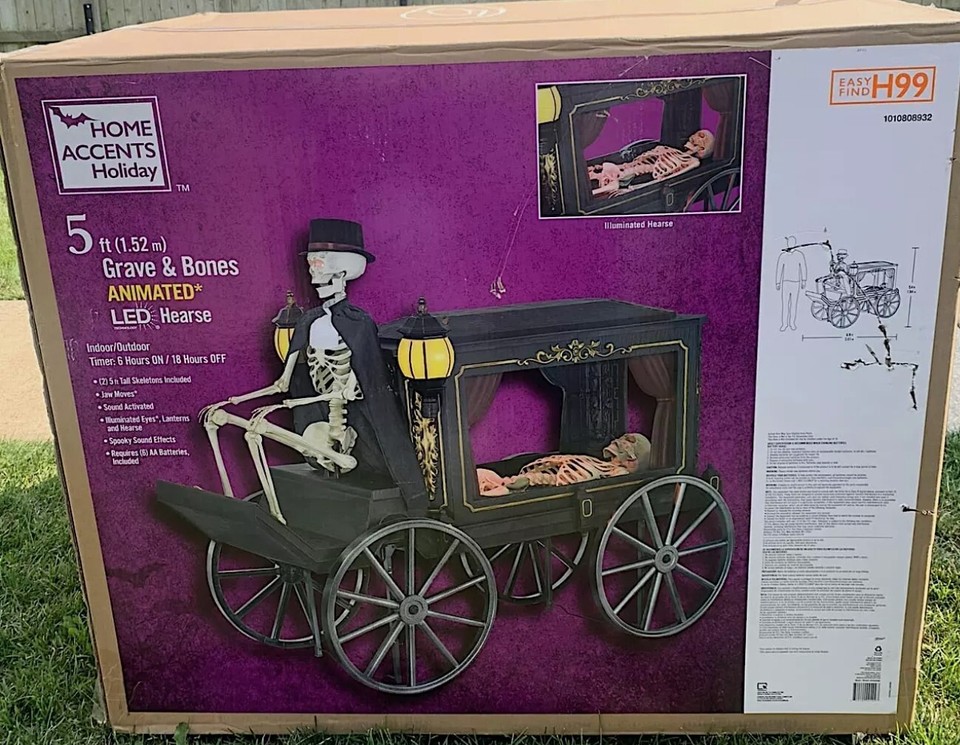 Home Depot Home Accents 5 ft. Animated LED Hearse Halloween Decor ON