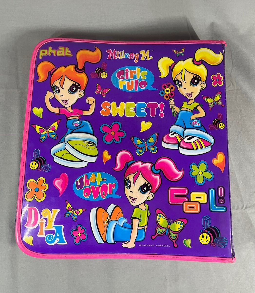 LAREINE 会報 LISA FRANK Girl Zippered 3 Ring Binder GIRL POWER Milleny M