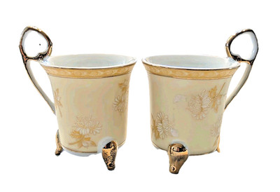 YAMASEN GOLD COLLECTION FINE PORCELAIN JAPAN 24KT GOLD PLATED 2 PC