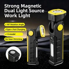 Rechargeable LED COB Work Light Mechanic Flashlight Lamp Magnetic Base Bright