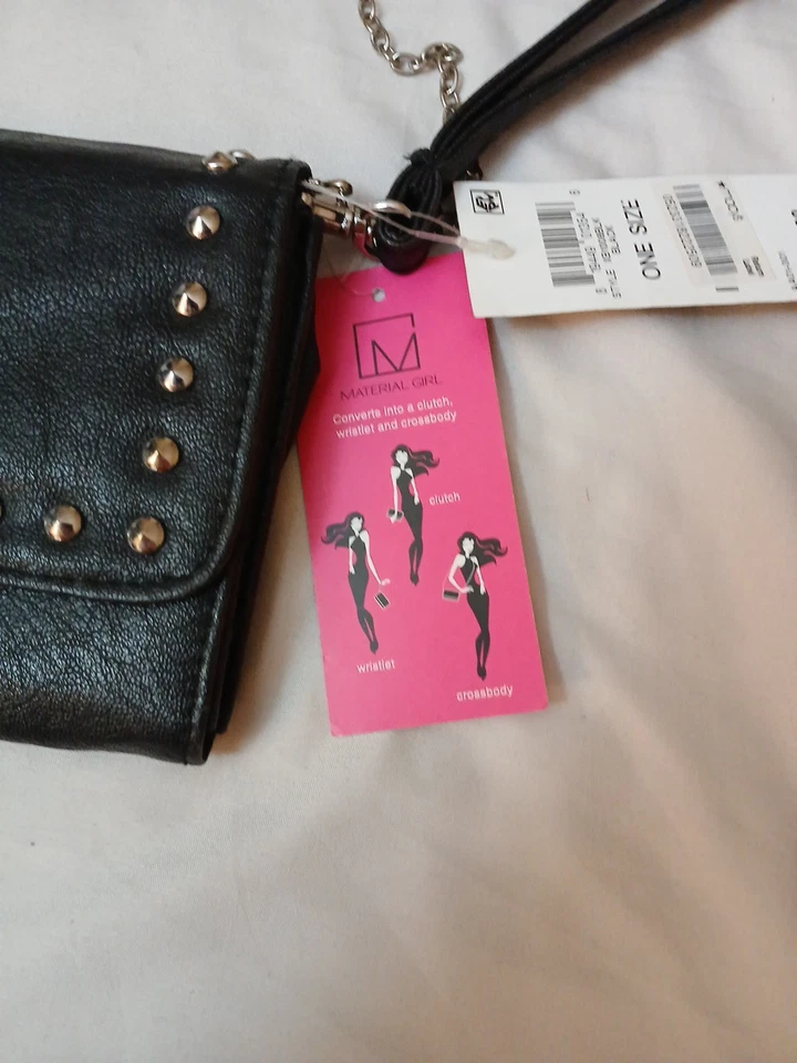 Material Niña Bandolera, Bolso sin asas, Muñequera, Cartera Convertible Negra Pequeña P1 Foto 4 de 4