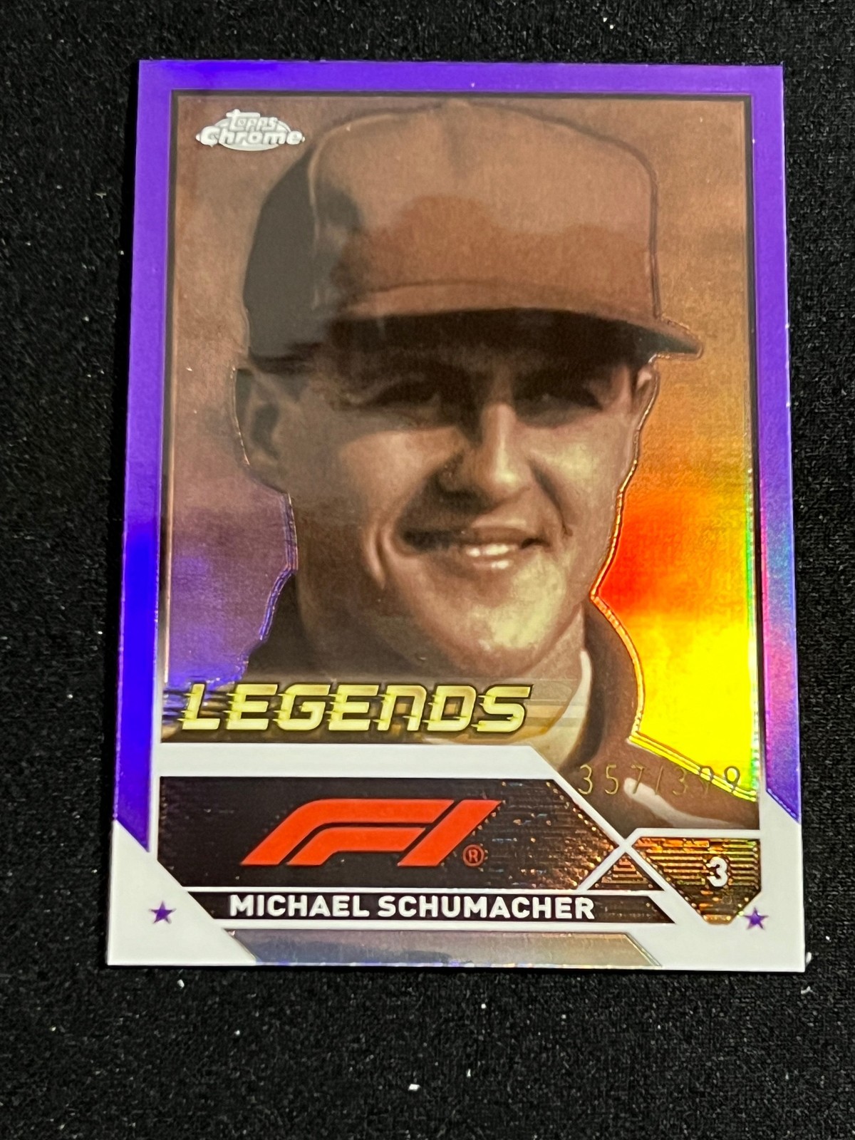 2023 Topps Chrome Formula 1 MICHAEL SCHUMACHER PURPLE REFRACTOR 357/399 #199