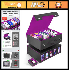 5-Row Trading Card Storage Box with Handle - Holds 3900 Cards, TCG Organizer Ca