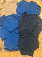 Lot of 4 Kyte Navy Brown Black Long Sleeve Bodysuit Bundle Size 18-24 Months