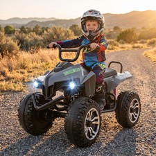 24V Kids Ride on ATV 6mph Electric Power Wheels Quad Car with 2 Speeds LED Light